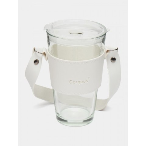 Kubek ze szkła na Kawę Herbatę ze słomką i zamknięciem 450 ML CUP09B