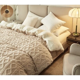 Mięciutki koc XL PLUSZ 180x220cm GRUBY MIĘKKI NARZUTA pleciony brązowy KOC14BR