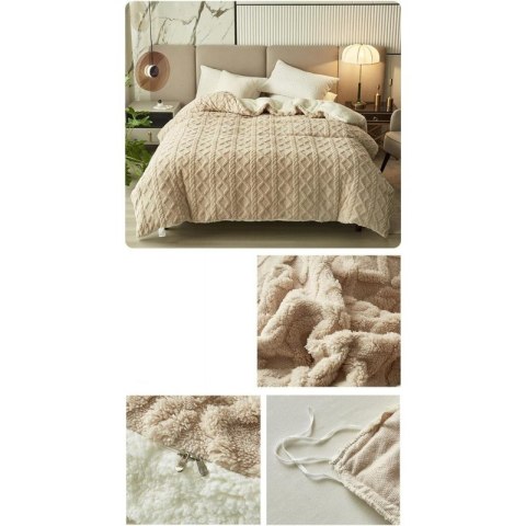 Mięciutki koc XL PLUSZ 180x220cm GRUBY MIĘKKI NARZUTA pleciony brązowy KOC14BR