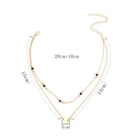 Naszyjnik delikatny multi celebrytka czarne koraliki złoty N658Z