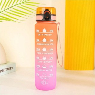 Butelka na wodę, bidon z miarką 1L OMBRE Pomarańcz z Fuksją BD15