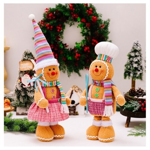 Figurka Pani Pierniczek teleskopowe nogi BOŻE NARODZENIE 52cm Z PLUSZU KSN168