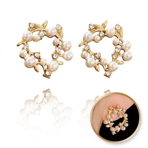 Kolczyki przy uchu delikatne wianiuszki z perełkami K1692