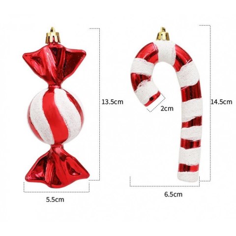 Komplet bombek cukierki 4 szt XL czerwone w opakowaniu, bombki na choinkę BSN51