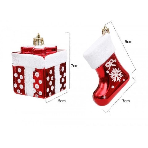 Komplet bombek cukierki 4 szt XL czerwone w opakowaniu, bombki na choinkę BSN51