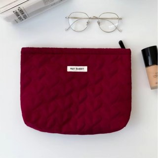 Kosmetyczka jednokomorowa pikowana serca bordowa 25 x 5 x18 cm KS120BOR