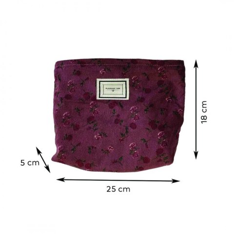 Kosmetyczka jednokomorowa różowa w czerwone kwiatuszki 25 x 5 x18 cm KS118