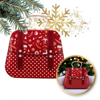 Metalowy pojemnik z uchwytem na cukierki czerwony 7cm x 5,5cm KSN164