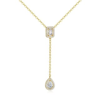 Naszyjnik stal szlachetna pozłacana 14k złotem, z cyrkoniami NST2114