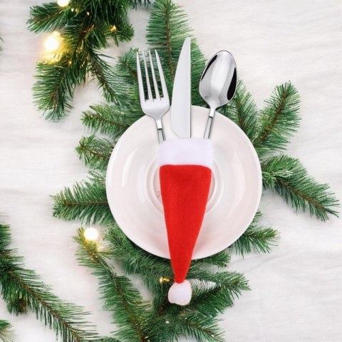 Pokrowiec, etui na sztućce Boże Narodzenie Czapka Mikołaja 12cm x 6cm 1szt KSN68POJ