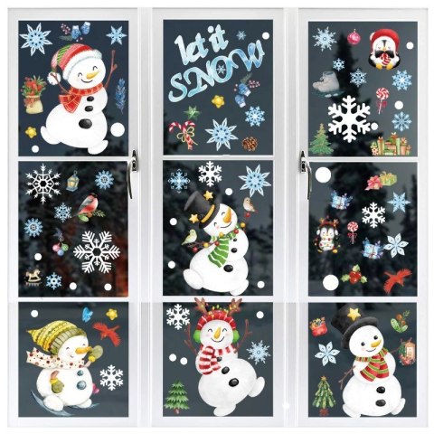Świąteczne naklejki kolorowe na okno 8 Arkuszy 20cm x 30cm NKD13