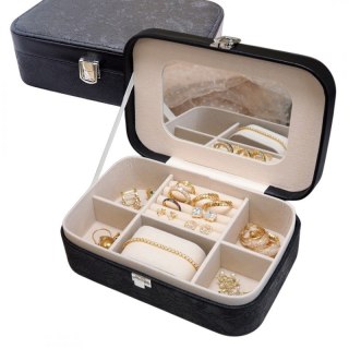 Szkatułka na biżuterię, etui, organizer, pudełko czarna koronka PD157CZ