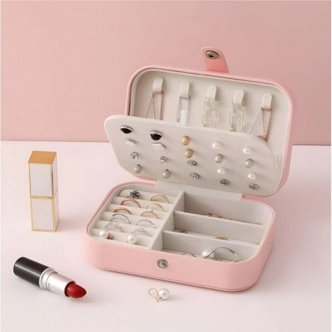 Szkatułka na biżuterię, etui, organizer, pudełko różowe PD160R