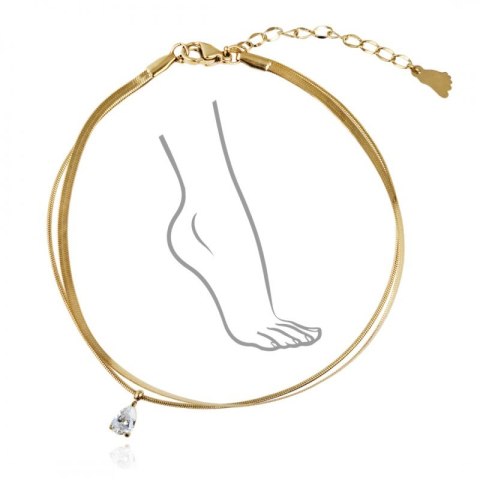 Bransoletka na stopę stal chirurgiczna pozłacana 14k złotem BST1536