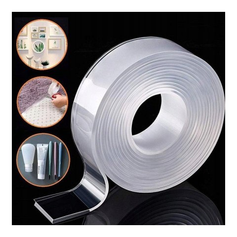 Dwustronna taśma Nano wielokrotnego użytku, szerokość 3 cm, długość 3m MTD02