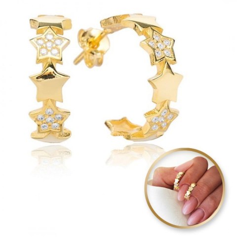 Kolczyki wiszące ze stali szlachetnej platerowanej 14k złotem gwiazdki KST3314