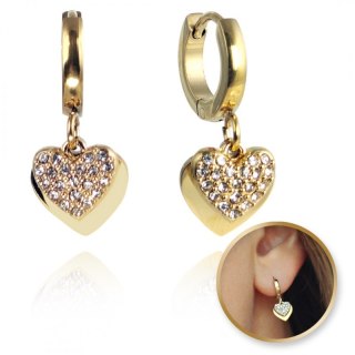 Kolczyki ze stali szlachetnej platerowane 14k złotem SERCA KST3345