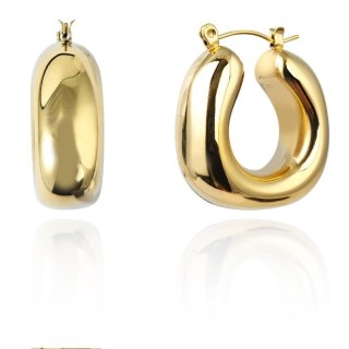 Kolczyki ze stali szlachetnej platerowane 14k złotem duże okrągłe KST3387