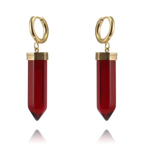 Kolczyki ze stali szlachetnej pozłacanej 14k złotem kryształ górski KST2904CZE