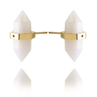 Kolczyki ze stali szlachetnej pozłacanej kryształ górski KST2912B