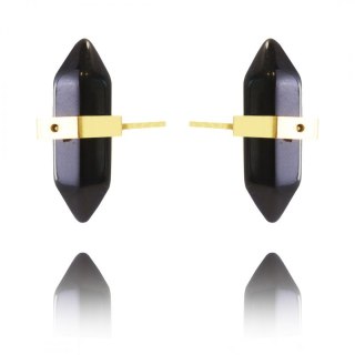 Kolczyki ze stali szlachetnej pozłacanej kryształ górski KST2912CZ