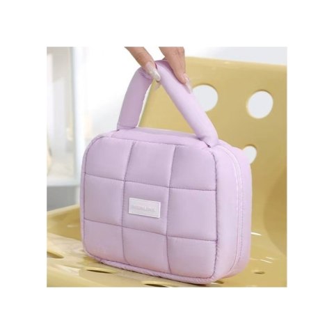 Kosmetyczka damska pikowana kuferek z rączką 21 x 17 x 8 cm KS139FIO