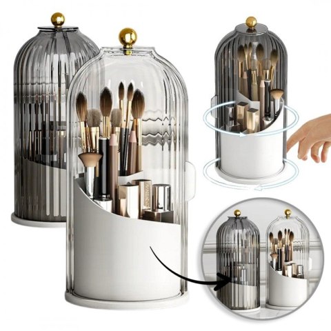 Organizer na pędzle, ryflowany obrotowy, otwierany grafit 27x12,5cm CB61GRAF