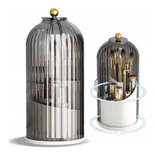 Organizer na pędzle, ryflowany obrotowy, otwierany grafit 27x12,5cm CB61GRAF