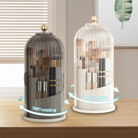 Organizer na pędzle, ryflowany obrotowy, otwierany grafit 27x12,5cm CB61GRAF