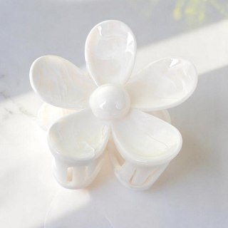Spinka do włosów klamra XL kwiat Marmurek biały 7,5 x 8cm SP379B