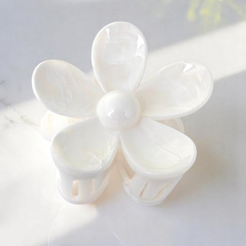 Spinka do włosów klamra XL kwiat Marmurek biały 7,5 x 8cm SP379B