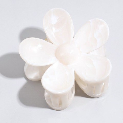 Spinka do włosów klamra XL kwiat Marmurek biały 7,5 x 8cm SP379B