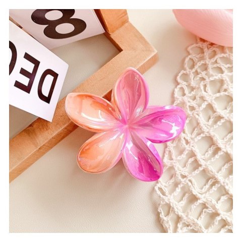 Spinka do włosów klamra XL kwiat OMBRE różowo- pomarańczowa 7,5 x 7,5cm SP381