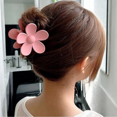 Spinka do włosów klamra XL kwiat różowa 7 x 7,5 cm SP152R