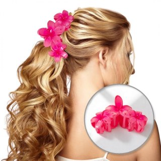 Spinka do włosów klamra duża XL kwiat potrójny różowy 7 x 11cm SP386