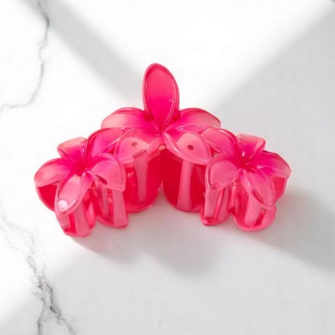 Spinka do włosów klamra duża XL kwiat potrójny różowy 7 x 11cm SP386