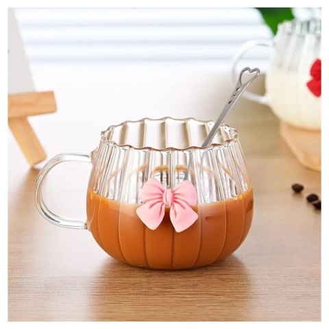 Szklanka ryflowana tulips z kokardką do kawy, drinków 1szt 350ml SZK158