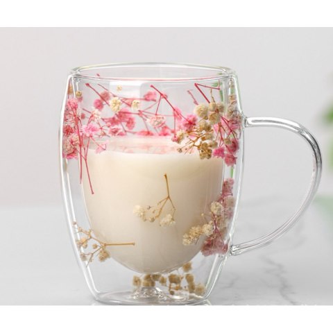 Szklanka termiczna z kwiatami w środku, gipsówka 300ml 1szt SZK78