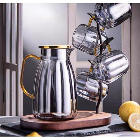 Zestaw- dzbanek 1600ml z falowanymi ściankami z pokrywką + 2 szklanki 350ml- DZ07