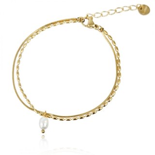 Bransoletka na rękę stal chirurgiczna pozłacana 14k złotem BST1526