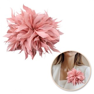 Broszka ozdobna, spinka do włosów 2w1 pióra pudrowy róż BZ207R