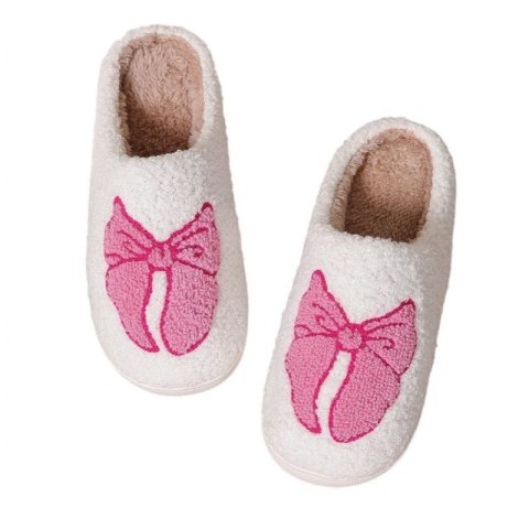 Ciepłe kapcie z kokardą ocieplane, antypoślizgowe PAN03R39, rozmiar 39