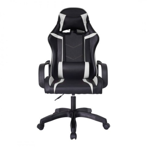 Fotel gamingowy, biurowy obrotowy VORTEX czarny, biały ekoskóra KO35B