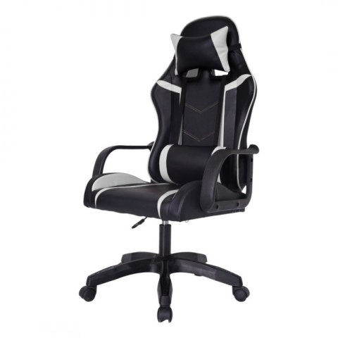 Fotel gamingowy, biurowy obrotowy VORTEX czarny, biały ekoskóra KO35B