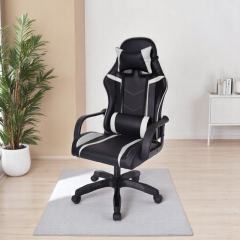 Fotel gamingowy, biurowy obrotowy VORTEX czarny, biały ekoskóra KO35B