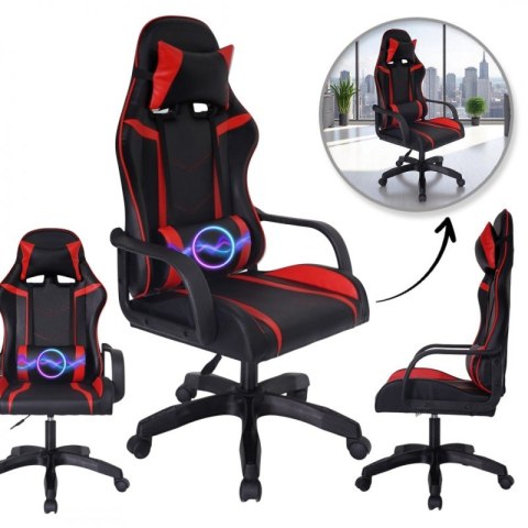 Fotel gamingowy, biurowy obrotowy VORTEX czarny, czerwony ekoskóra KO35CZE