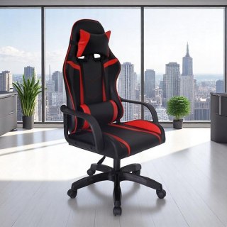 Fotel gamingowy, biurowy obrotowy VORTEX czarny, czerwony ekoskóra KO35CZE