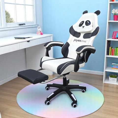 Fotel gamingowy obrotowy PANDA z podnóżkiem i z masażerem KIDS ZONE KO34