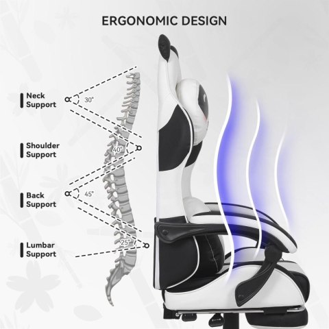 Fotel gamingowy obrotowy PANDA z podnóżkiem i z masażerem KIDS ZONE KO34