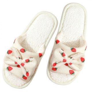 Kapcie ocieplane z kokardą, TRUSKAWKI, antypoślizgowe PAN04R38, rozmiar 38